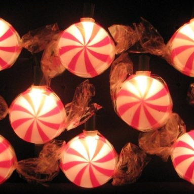 10-Light Red Peppermint Candy Light Set