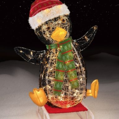 100 Light Sledding Icy Penguin Christmas Decoration