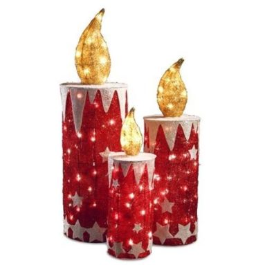 Sparkling Red Sisal Candle Lighted Christmas Yard