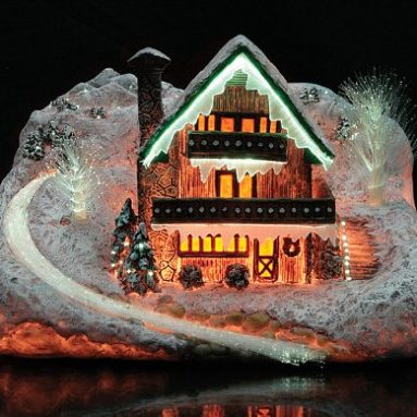 Christmas Snow Village Fiber Optic House