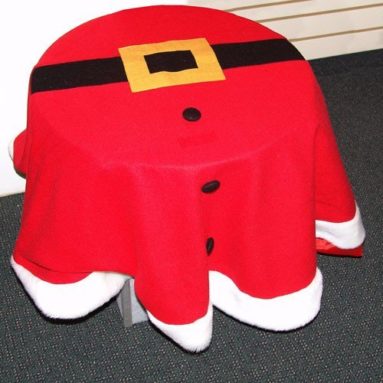 Round Red Christmas Santa Claus Suit Table Cloth with White Trim