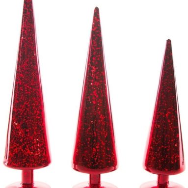 Lighted Red Mercury Glass Tree Decoration