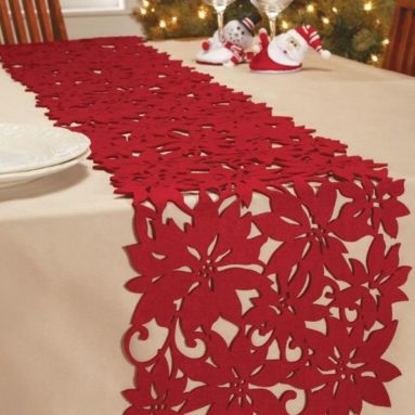 Red Felt Die Cut Poinsettia Table