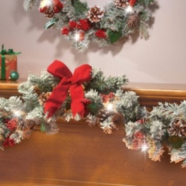 72″ Lighted Holiday Frosted Pine Garland Decoration