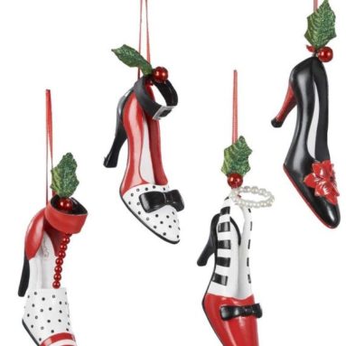 Polyresin Holiday High Heel Shoe Ornament