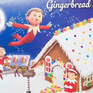 elf on shelf gingerbread house