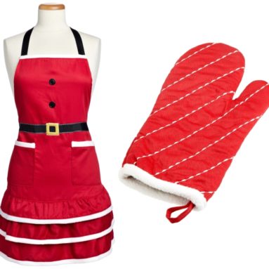 Baking Adult Size Santa Apron and Santa Oven Mitt