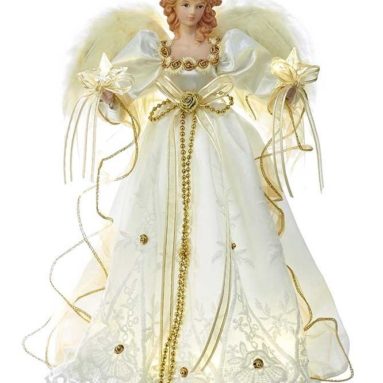 Battery-Operated Ivory & Gold LED Angel Treetop