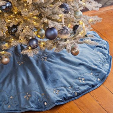 Blue Velvet Christmas Tree Skirt