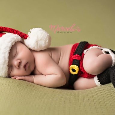 Christmas Baby Hat, Diaper Cover & Booties Set