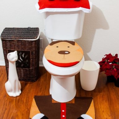 Christmas Bathroom Toilet Cover and Rug Set