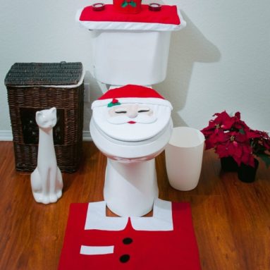 Christmas Bathroom Toilet Cover and Rug Set