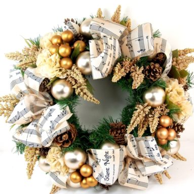 Christmas Carol Silk Holiday Door Wreath