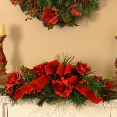 Christmas Centerpiece with Red Roses