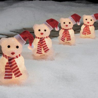 Christmas Crystalline Lighted Snow Bears Pathway Markers