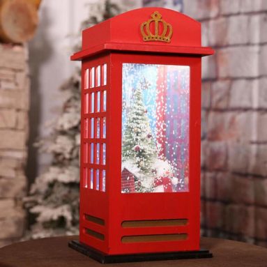 Christmas Decorations Telephone Booth Snow Covered Micro Landscape Music Ornaments
