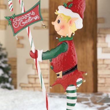 Christmas Elf “Seasons Greetings” Garden Stake