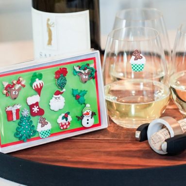 Christmas Holiday Magnetic Wine Glass Charms & Cocktail Markers