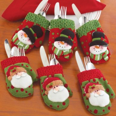 Christmas Mitten Silverware Holders