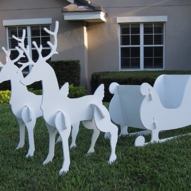 Christmas Outdoor Santa Sleigh and 2 Reindeer Set