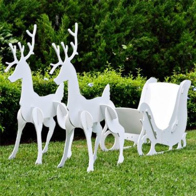 Christmas Outdoor Santa Sleigh and 2 Reindeer Set