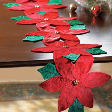 Christmas Poinsettia Floral Table Runner