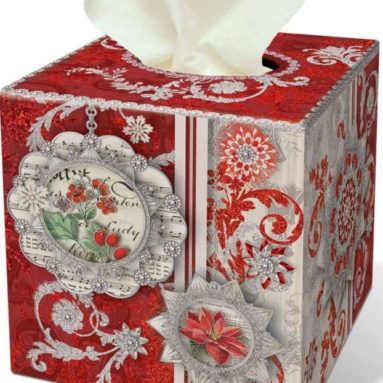 Christmas Silver Shimmer Tissue Box Cover