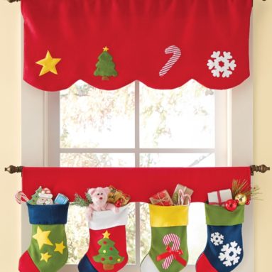 Christmas Stocking Window Curtains