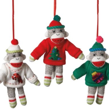 Christmas Sweater Sock Monkey Ornament