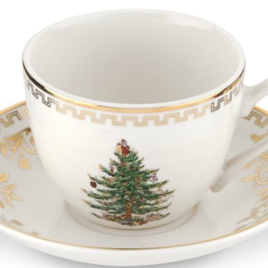 Christmas  22 karat gold Teacup and Saucer