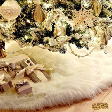 Christmas Tree Skirt Plush Shaggy Faux Fur