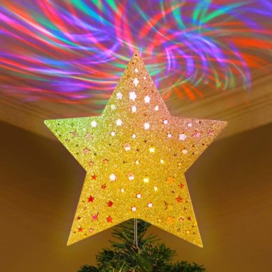 Christmas Tree Topper Lighted Star Tree Topper with Wave Projector Lights