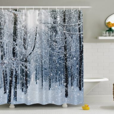 Christmas Winter Snow on Trees in a Forest Fabric Shower Curtain