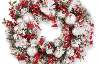 Christmas Wreath with Red and White Ornaments