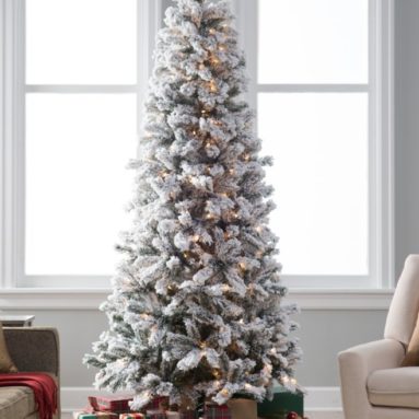 Flocked Slim Pre-Lit Christmas Tree