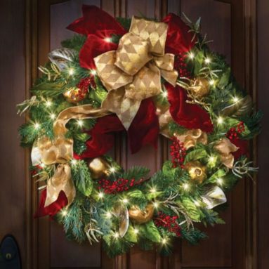 The Cordless Prelit Regal Ribbon Wreath