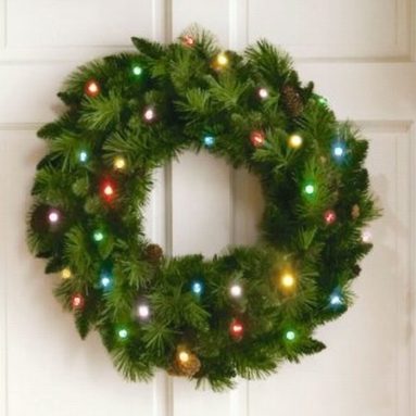 24″ Cordless LED Pre-Lit Christmas Wreath