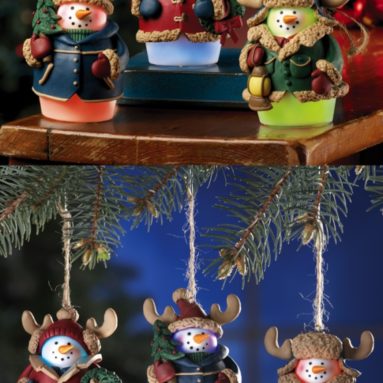 Color Changing Woodland Snowmen Ornaments