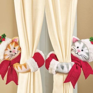 Cute Christmas Cats Curtain Tie Backs Set