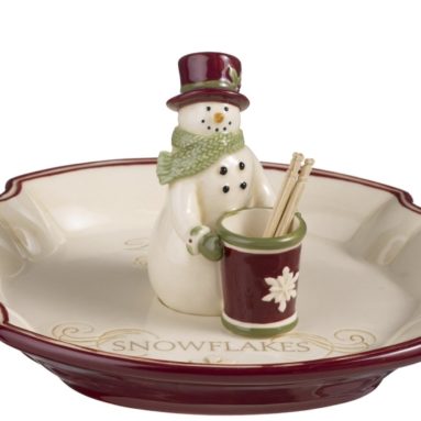 Deck the Halls Olive Tray with Toothpick Holder