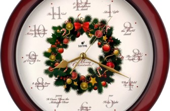 Elegant 14-inch 12 Song of Carols of Christmas Wreath Melody Wall Clock