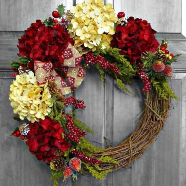 Elegant Christmas Hydrangea Wreath