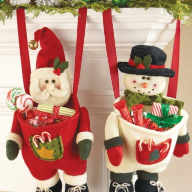 Festive Hanging Christmas Stocking with Pouch