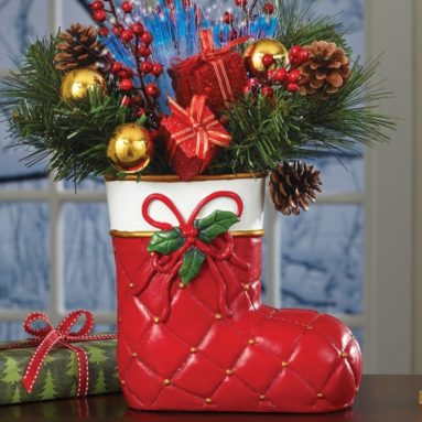 Fiber Optic Christmas Stocking Floral Centerpiece