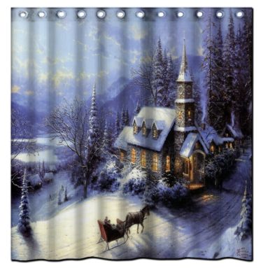 Golden Shower Merry Christmas Bath Curtain