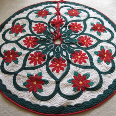 Hand Appliqued Christmas Tree Skirt 60″