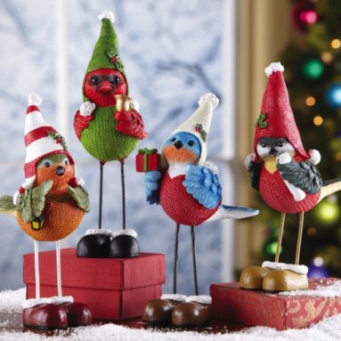 Holiday Alpine Ski Birds Christmas Figurines