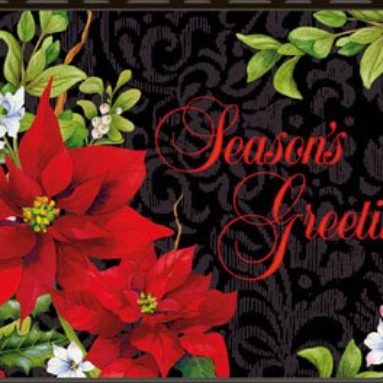 Holiday Floral Poinsettia Doormat