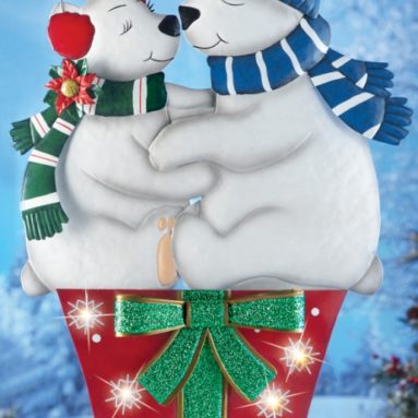 Holiday Kissing Polar Bears Garden Stake