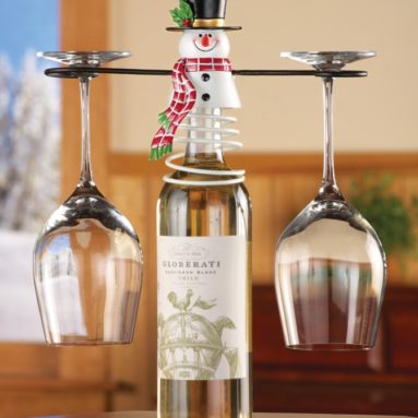 Holiday Snowman Wine Glass Holder Bottle Topper